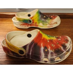Crocs Classic Tie Dye Clogs Rainbow Multi Color Unisex Kids Juniors Size J3