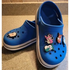 CROCS Crocband Unisex Clogs Blue White Pokemon Jibbitz Eeve Naruto Anime Size J1