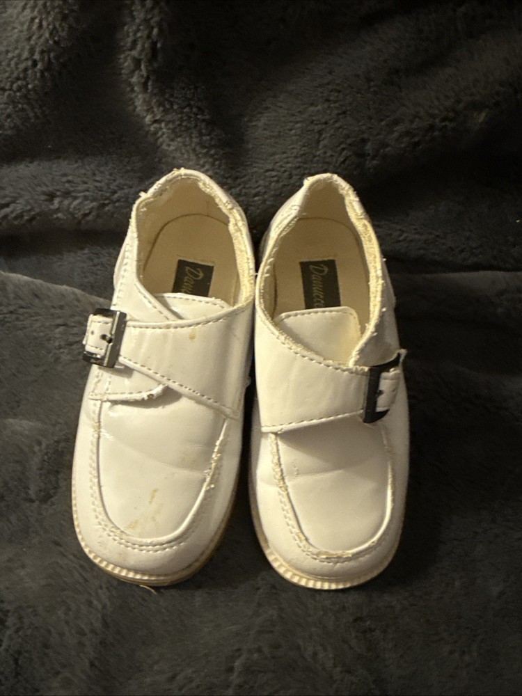 Toddler White Danuccelli Italy Patent Leather Dress Shoes Sz 6 Buckle