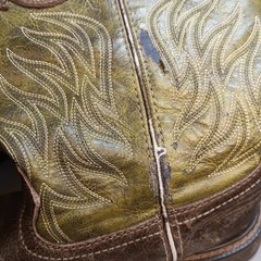 Durango Youth Size 4 M Green Brown Leather Cowboy Western Boots 9″