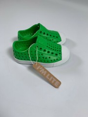 Childrens Native Grasshopper Green Shell White Jefferson Shoes NEW! NIB