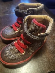 Old Navy Boys Kids High Top Herringbone Sneakers Brown/Red Hook & Loop Size 7