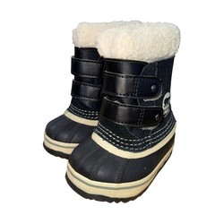 Sorel 1964 Pac Strap Toddler 4 Pre-Owned Snow Boots Black Waterproof Insulated