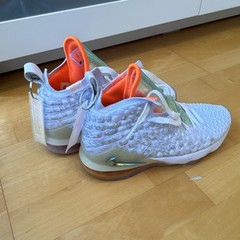 Nike LeBron 17 GS 7W 4.5Y White/Orange Mid Top Basketball Sneaker CT4136-100