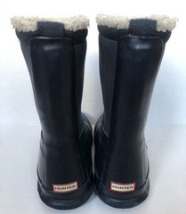 Hunter Original Kids Sherpa Navy Blue , Boys 2 Girls 3 UK 1 , Lined Rain Boots