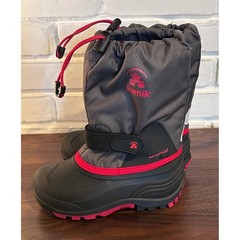 Kamik Kids Waterproof Waterbug Snow Boots Black/Red Size 13 Unisex Insulated
