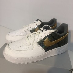 Nike Force 1 SE (PS) White Metallic Gold Snake Skin Shoes BV6060-100 Size 3Y
