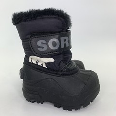 SOREL Snow Commander Winter Boots Black Little Kids Sz 4