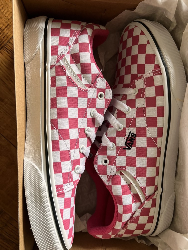 Vans Seldan Checkerboard Honeysuckle Pink Sneakers Misses Youth Size 5