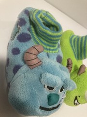 Disney Pixar Monster Inc. Pull On Slippers Kids Size 9-10 Blue/Green