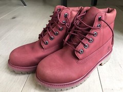 TIMBERLAND 6IN WATERPROOF BOOT BURGUNDY NUBUCK leather 2.5 big girls Rts$130