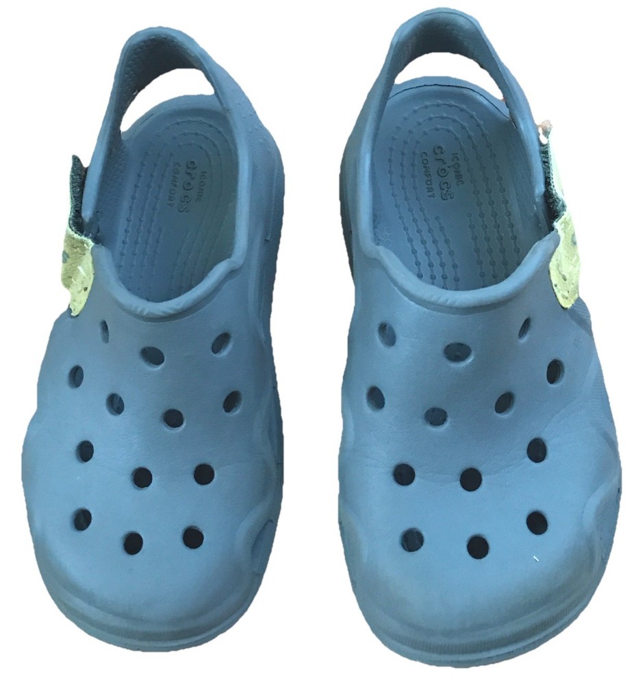 Crocs Iconic Comfort Gray Clog Strapped Sandal Kids Size C 10