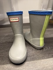 HUNTER Kids First Classic Rain Boots-Toddler/Little Kid Size 9-Gray w/Blue Green