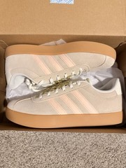 adidas VL Court 3.0 K Unisex Kids Suede Low Top Sneaker Beige Pink 6.5y KI1317