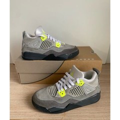 Nike Air Jordan 4 Retro Neon Green Gray Kids Sneakers CT5344-007- SZ 2 Y