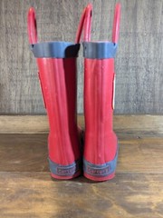 Carter’s Size 5 Red Rubber Rain Boots Fire Fighter Logo Fireman Mud Play Costume