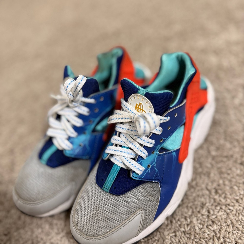 Nike Air Huarache Run GS Lightning Blue Orange Youth 6Y Womens 7.5 704943-003