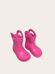 Crocs “Handle-It” Slip On Waterproof Rain Boots Kids Pink Size C7