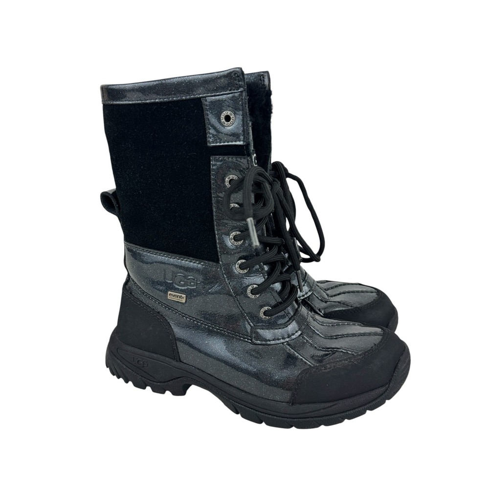UGG Butte II Kids Winter Boots 3 Black Glitter