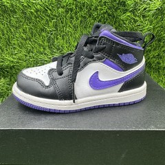 Nike Air Jordan Retro 1 Mid Dark Iris Black/Purple Toddler 8c Sneaker Shoes