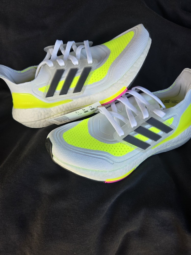Adidas Ultraboost 21 J Running White Solar Yellow Sneakers FZ2929 Size 4.5