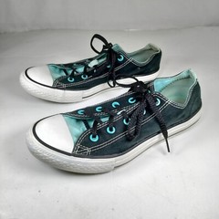 Converse All Star Junior Double Tongue Sneakers Sz 4 Junior Black Aqua Hot Pink