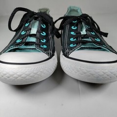 Converse All Star Junior Double Tongue Sneakers Sz 4 Junior Black Aqua Hot Pink