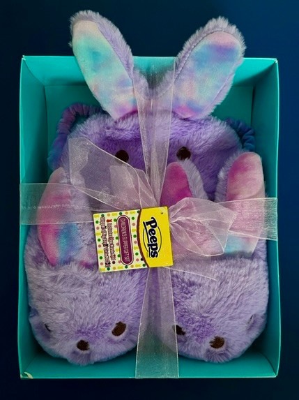New PEEPS CHILDRENS SLIPPER GIFT SET girls or boys Lavender PLUSH EASTER BUNNY