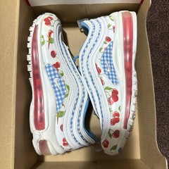 Nike Air Max 97 GS Cherry Print White Blue Red Kids Shoes 6Y/7.5W CW5806-100