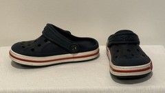 Crocs Classic Clogs w/Heel Strap – Navy, Red & White w/Logo – Toddler Size 10