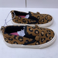 Old Navy Kids 7 Brown Black Leopard Print Round Toe Slip-On Sneaker Shoes NWB
