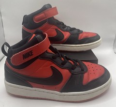 Nike Court Borough Mid 2 Black / Red Mid Tops (CD7783-602) Size 2 Youth EUC