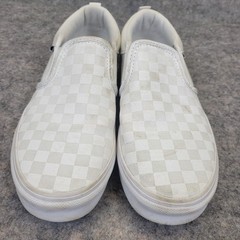 Vans Canvas White Checkerboard Slip On Sneakers Youth size 5