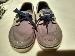 Sperry Top-Sider CRUZ – size 1M / 32.5 EUR – Grey leather trim, light blue canva