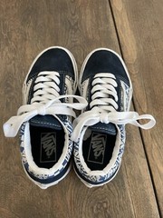 Vans V Kids Logo Old Skool Off the Wall Size 12 Blue White Suede Lace Up
