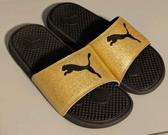 Puma Cool Cat Glitz Slide Sandal – Kids Size 4 4C – Black and Gold