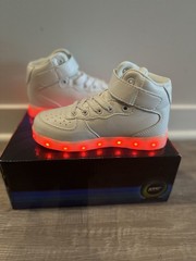 ATS LED Light Glow Shoes White High Top Sneakers Unisex Kids sz 13 NEW
