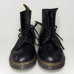Dr. Martens Zavala J Black Leather Lace Up Side Zip Combat Boots Kids Size 4 Men