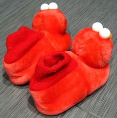 SESAME STREET ELMO Plush Red House SLIPPERS Bootie Childrens Large L 9-10