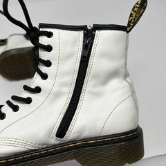 Dr. Martens 1460 J Combat Boots White Leather Lace Up Zip Unisex Kids US 4