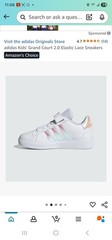 Adidas Kids Size 3 Grand Court 2.0 EL K Tennis Shoes White GY2327 Iridescent