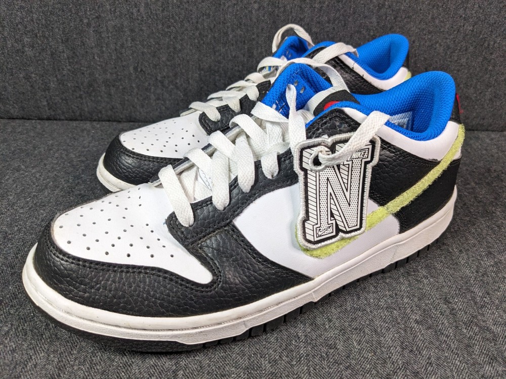 Nike Dunk Low Signal Blue Lemon Twist Black White Shoes DQ0977-100 Sz 6.5Y