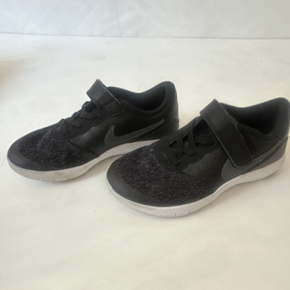 Nike Flex Contact (PSV) Kids 1Y Black/White Low Top Lace-Up Athletic Sneaker