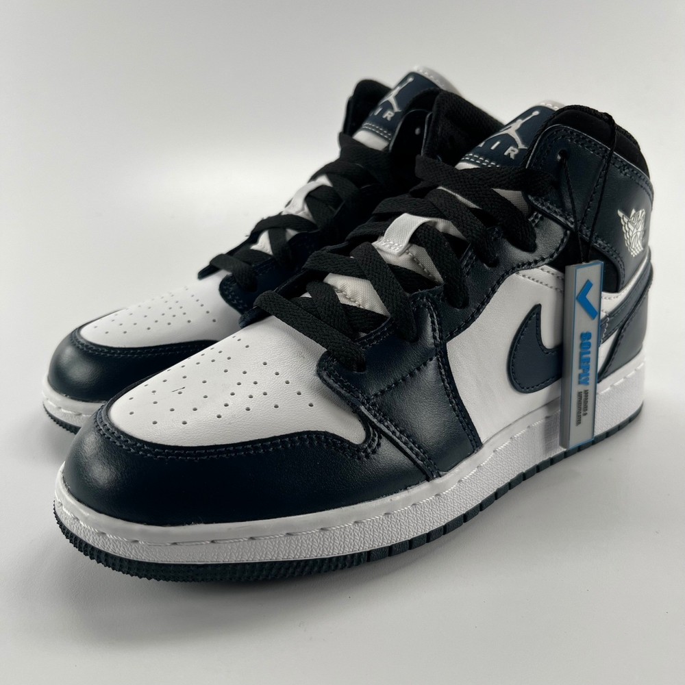 Jordan 1 Mid Armory Navy GS White Black 554725-411 Kids Size 5.5Y