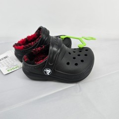 Crocs Classic Lined Buffalo Check Clog Black Red Plaid Kids Toddler C5 New
