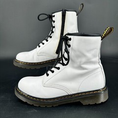 Dr. Martens Air Wair 1460 Y WOMENS White Black Lace Up Zip Shoes Boots SIZE 6