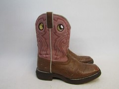 Durango Little Youth Size 5.5 M Pink Brown Leather Buckaroo Cowboy Western Boots