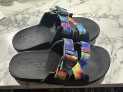 Chaco Kids Slip-On Sandals Black Multicolor Rainbow Straps Size 4 US