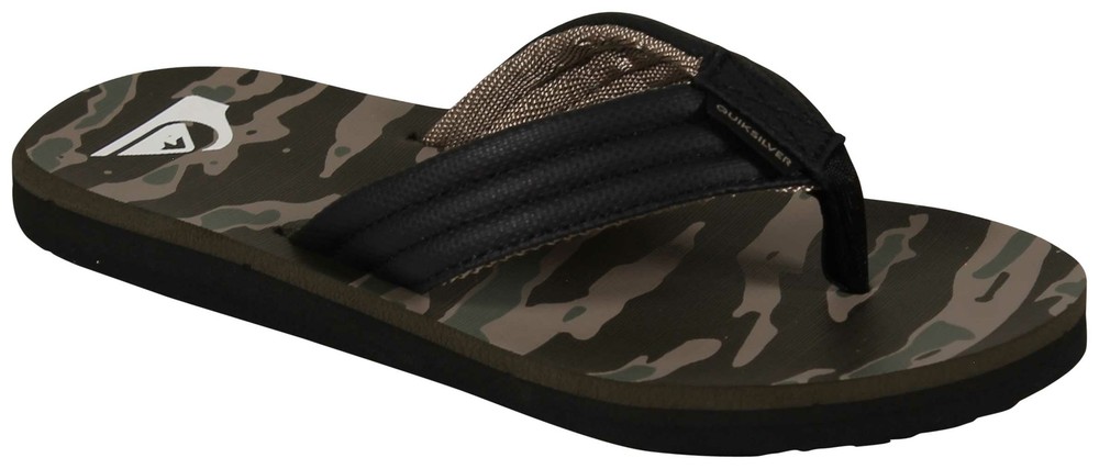 Quiksilver Boy’s Carver Print Sandal – Black / Green / Black – New