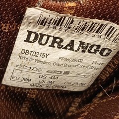 Durango Youth Size 4 M Green Brown Leather Cowboy Western Boots 9″